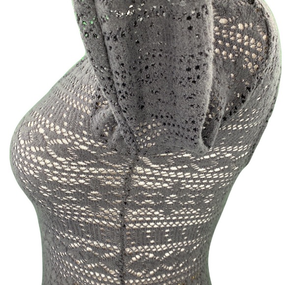 American Eagle Gray Open Back Lace Knit Sweater - Picture 8 of 11